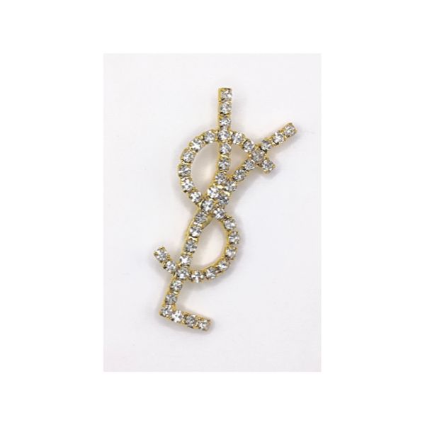 Καρφίτσα Διακοσμητική "Monogram Luxury" με Χρυσή Βάση & Στρας (60mm x 24mm)