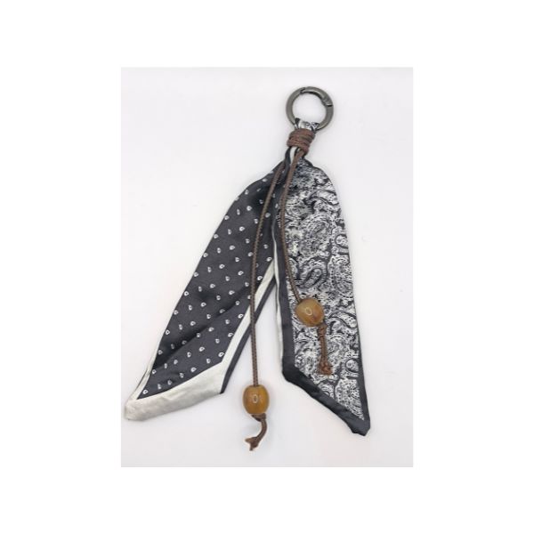 Dual-Pattern Bag Charm – Διακοσμητικό Φουλάρι με Πουά & Paisley Print (17cm)